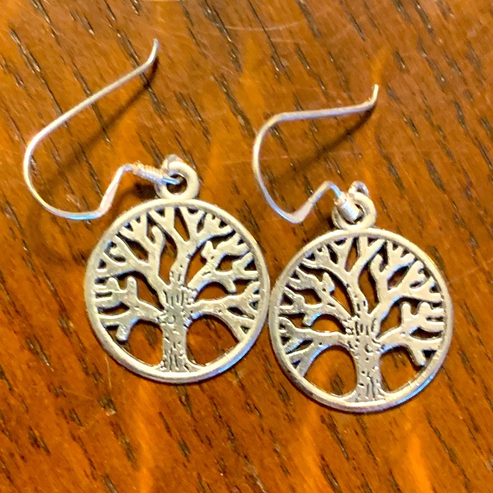 Handmade Tree of Life 925 Sterling Silver Hook Back Women’s Earrings